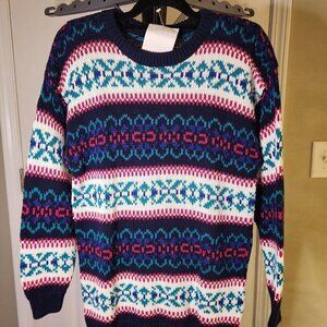 Jamie Scott Vintage Knit Ski Winter Pullover Round Neck Sweater Medium